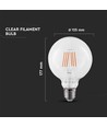 E27 6W LED globepære - Ø12,5 cm, Samsung LED-chip, filament