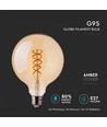 E27 5W LED Globepære Spiral Filament - Ø95mm, Ekstra Varm Hvit, Kultråd
