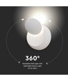 5W LED hvit vegglampe - IP20 innendørs, rund, roterbar, inkl. lyskilde