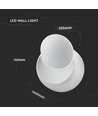 5W LED hvit vegglampe - IP20 innendørs, rund, roterbar, inkl. lyskilde