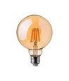 E27 8W dimbar LED globepære - Ø12,5 cm, Karbonfilament, ekstra varm hvit