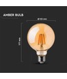 E27 8W dimbar LED globepære - Ø12,5 cm, Karbonfilament, ekstra varm hvit