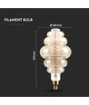 E27 8W dimbar LED kjempe globepære - Ø20 cm, Kultråd, ekstra varm hvit, 1800K