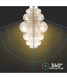 E27 8W dimbar LED kjempe globepære - Ø20 cm, Kultråd, ekstra varm hvit, 1800K