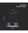 30W dimbar LED-lysekrone - Sort, mykt lys, varmhvit
