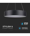30W dimbar LED-lysekrone - Sort, mykt lys, varmhvit