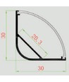 Alu hjørneprofil 30x30 til IP65 og IP68 LED strip - 2 meter, inkl. mattert deksel og klips