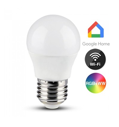 E27 5W Smart Home krone LED-pære - G45, Tuya/Smart Life, fungerer med Google Home, Alexa og smarttelefoner