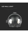 4W Vegglampe - IP65 utendørs, rund, sort, inkl. lyskilde