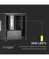 V-Tac 12W LED svart vegglampe - Firkantet, justerbar spredning, IP65 utendørs, 230V, inkl. lyskilde