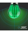 E27 2W LED kronepære - Grønn, Kultråd