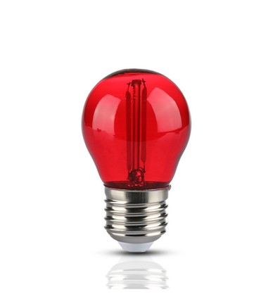 E27 2W LED kronepære - Rød, Kultråd