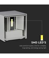 12W LED vegglampe - IP65 utendørs, grå, firkantet, justerbar spredning, inkl. lyskilde