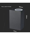GU10 Vegglampe med opp/ned lys - IP44 utendørs, uten lyskilde