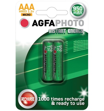 2 stk AgfaPhoto oppladbart batteri - AAA, 1,5V