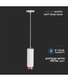 Outlet: V-Tac moderne pendellampe - Hvit med rose guld, Ø8 cm, GU10