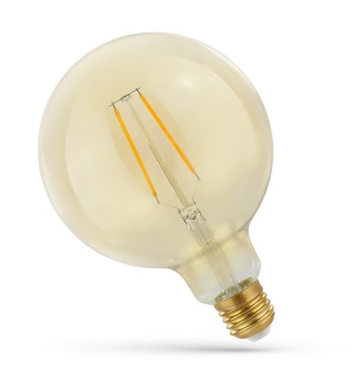 E27 2W LED globepære - Kultråd, 12,5 cm, ravfarget glass, ekstra varm