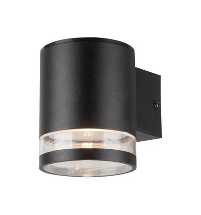 1W Solcelle vegglampe LED - IP54, sort, med sensor
