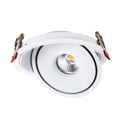 30W Ø20 cm innfellingsspot RA90 - Hull: Ø18 cm, Mål: Ø20 cm, CCT - 3 lysfarger, 3-i-1, hvit kant