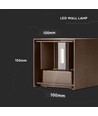 11W LED vegglampe - IP65 utendørs, firkantet, cortenfarget, justerbar spredning, inkl. lyskilde