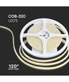 5m 10W/m Vanntett COB-LED strip - 24V DC, IP67, 320 LED pr. meter, COB LED