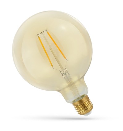 E27 5W LED globepære - Kultråd, 12,5 cm, ravfarget glass, ekstra varm