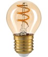 E27 3W LED-pære - G45, filament, røyket glass