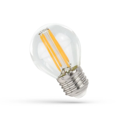 E27 4W LED kronepære - G45, filament, klart glass