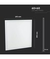 V-Tac 60x60 bakbelyst LED panel - 40W, flicker free, hvit kant