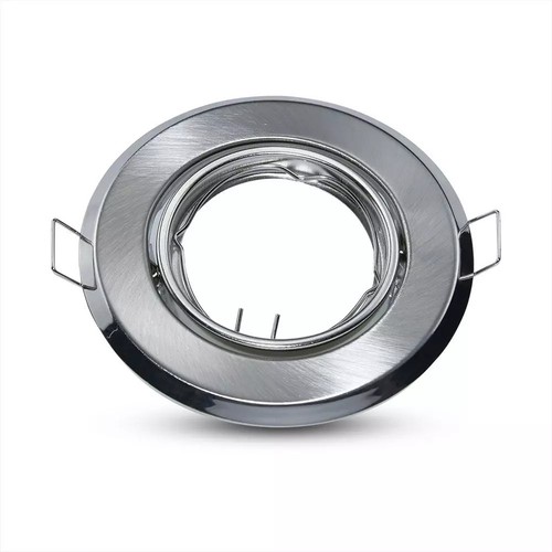 2 stk. MR16 eller GU10 Downlight kit - Uten lyskilde, børstet stål, hull: Ø7 cm, mål: Ø9,3 cm