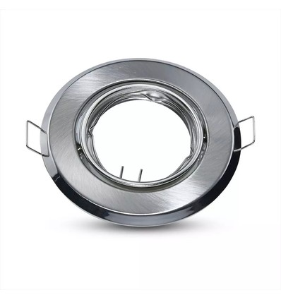 2 stk. MR16 eller GU10 Downlight kit - Uten lyskilde, børstet stål, hull: Ø7 cm, mål: Ø9,3 cm