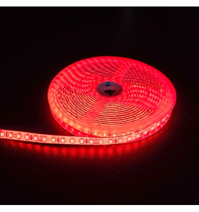 5m 10W/m Rød LED-strip - 24V DC, IP65, 120 LED pr. meter