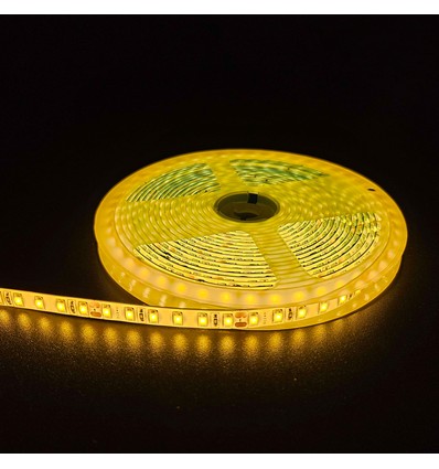5m 10W/m Gul LED-strip - 24V DC, IP65, 120 LED pr. meter