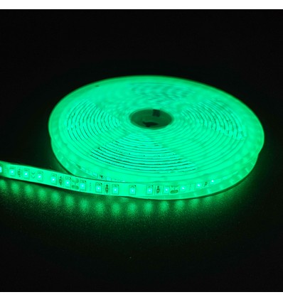 5m 10W/m Grønn LED-strip - 24V DC, IP65, 120 LED pr. meter