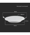 LED innfellingspanel, 24W - Hull: Ø28 cm, Mål: Ø29,6 cm