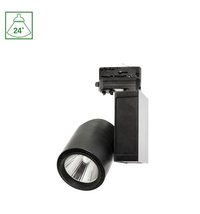30W 3-faset skinnespot - 24 grader, sort, varm hvit, COB LED