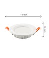 Dure 3 Max Downlight 12W - Varm hvit, 230V, 110°, IP44, IK06, Ø140x30, Hvit, Rund