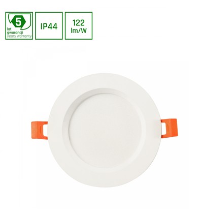 18W Ø19cm Dure 3 Max downlight panel - 122lm/W, IP44, 4000K, 2200lm, hvit kant, 5 års garanti