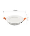 18W Ø19cm Dure 3 Max downlight panel - 122lm/W, IP44, 4000K, 2200lm, hvit kant, 5 års garanti