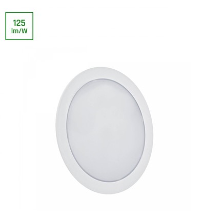 12W Ø17cm 2-i-1 innfellingspanel / påbyggingspanel - 125lm/W, 3000K, rund, hvit kant