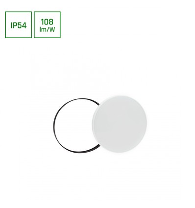 18W LED taklampe med sensor - Ø22cm, hvit kant, innebygd bevegelsessensor