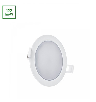 6W Ø11,5cm 2-i-1 innfelt og påbygningspanel - 750lm, 4000K, hvit kant, rund design