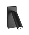 Mini GU10 slim vegglampe - Med bryter, Ø3,8x9,5 cm, sort, rund, uten lyskilde
