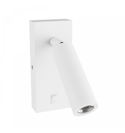 Mini GU10 slim vegglampe - Med bryter, Ø3,8x9,5 cm, hvit, rund, uten lyskilde