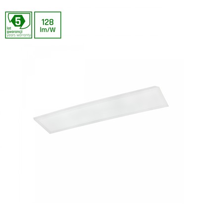 30x120 LED panel, 40W - 128lm/W, 3000K, 5 års garanti, hvit kant