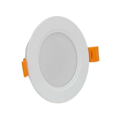 5W Innfellingsspot Ø9,5cm - Sprutsikker, 230V, IP54, Hull: 7,2cm / 3,1cm høy, rund, hvit kant