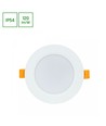 8W Innfellingsspot Ø11,8cm - Sprutsikker, 230V, IP54, Hull: 9,2cm / 3,1cm høy, rund, hvit kant
