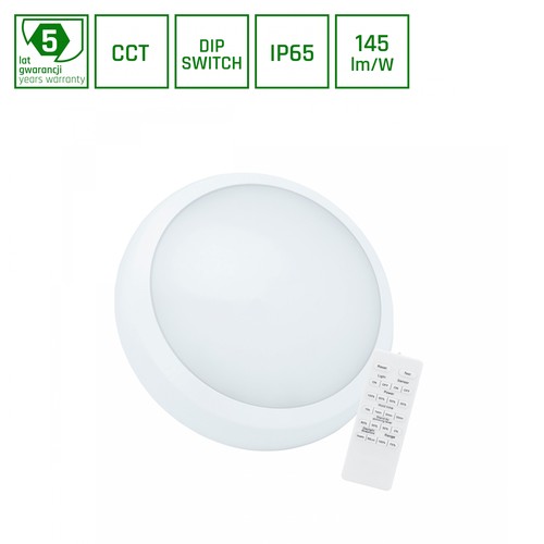 30W NYMPHEA CITY PRO 2 LED taklampe med sensor - 4400lm, CCT, IP65, IK08, inkl. fjernkontroll, 5 års garanti