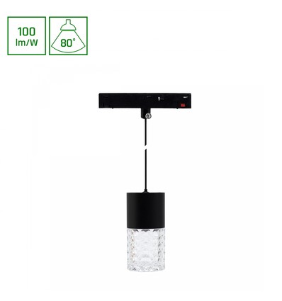6W SHIFT BASIC HANGIT CRISTAL skinnespot - 48V, 3000K, 100lm/W, magnetisk pendel, inkl. lyskilde