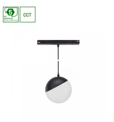 5W dimbar SHIFT Smart-Globe P nedhengt kule skinnebelysning ø100 - 165°, CCT, sort, 81.5cm kabel, Zigbee